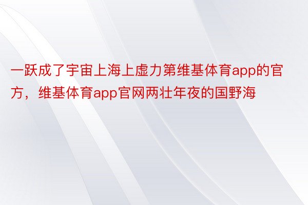 一跃成了宇宙上海上虚力第维基体育app的官方，维基体育app官网两壮年夜的国野海