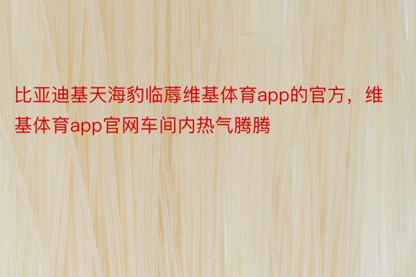 比亚迪基天海豹临蓐维基体育app的官方，维基体育app官网车间内热气腾腾